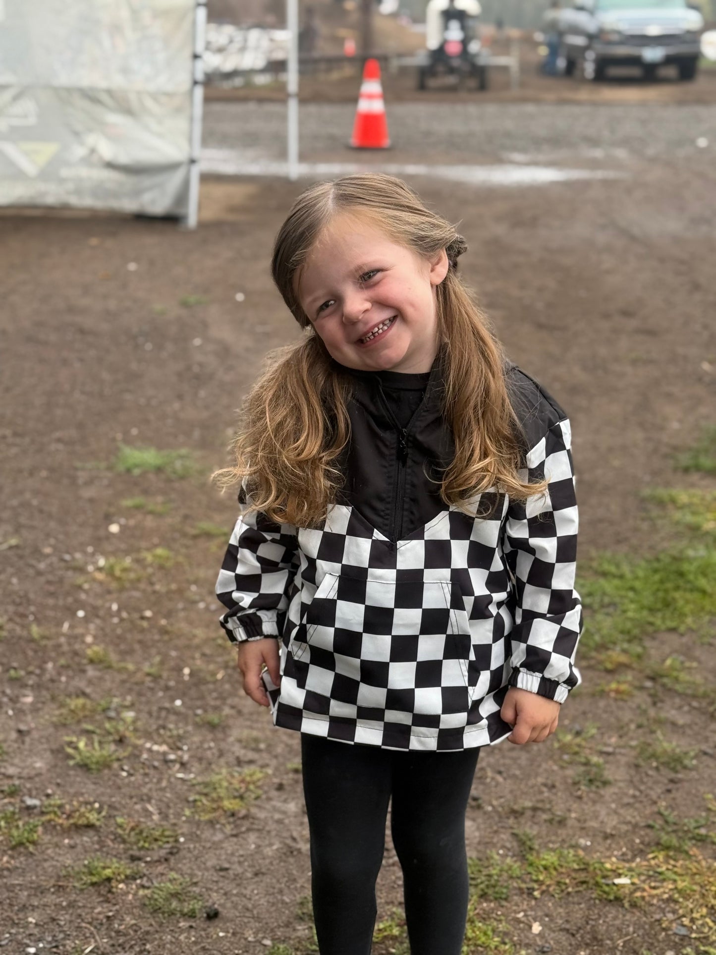 Custom Toddler & Kids Checkered Half-Zip Windbreaker