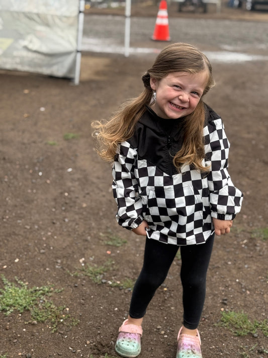 Custom Toddler & Kids Checkered Half-Zip Windbreaker