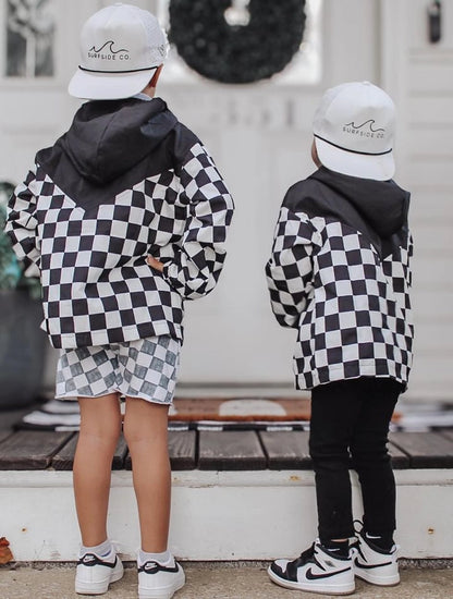 Custom Toddler & Kids Checkered Half-Zip Windbreaker